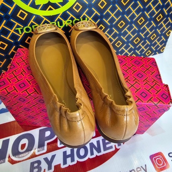 NEW!!! TORYBURCH MULTI LOGL BALLET GOAT LEATHER 7.5us (BROWN) - Picture 5 of 7